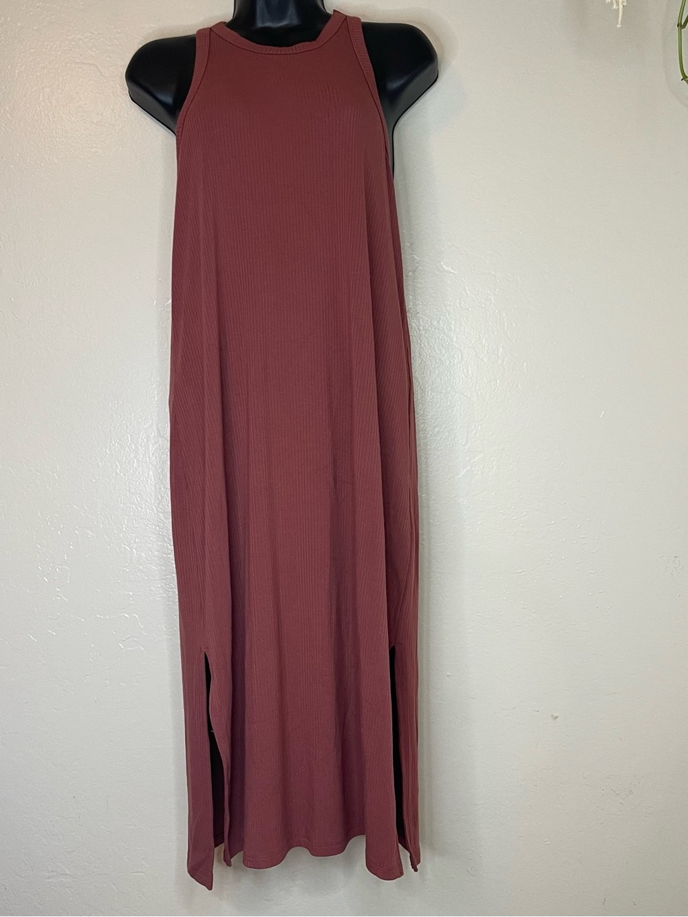 Abercrombie & Fitch Mauve Pink Ribbed Knit Midi Tank Dress NWT Medium Petite